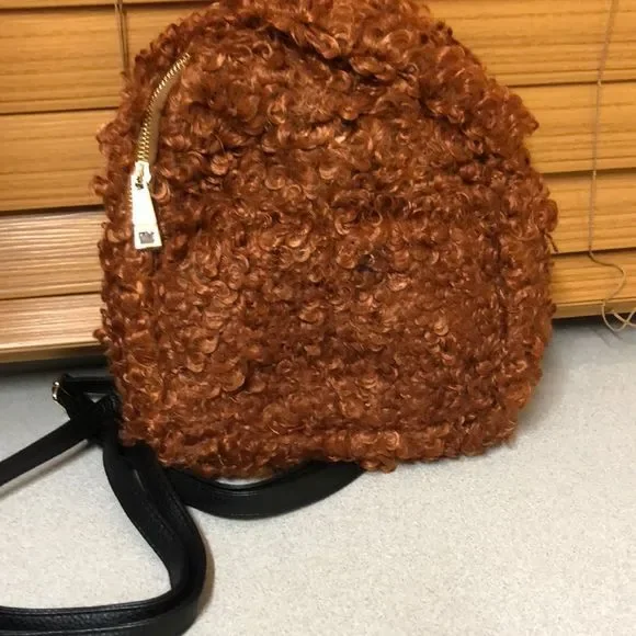 Reddish brown faux fur mini backpack Nike Faux Fur Mini Backpack | Fauna Brown/Metallic Rose Gold  main image 2